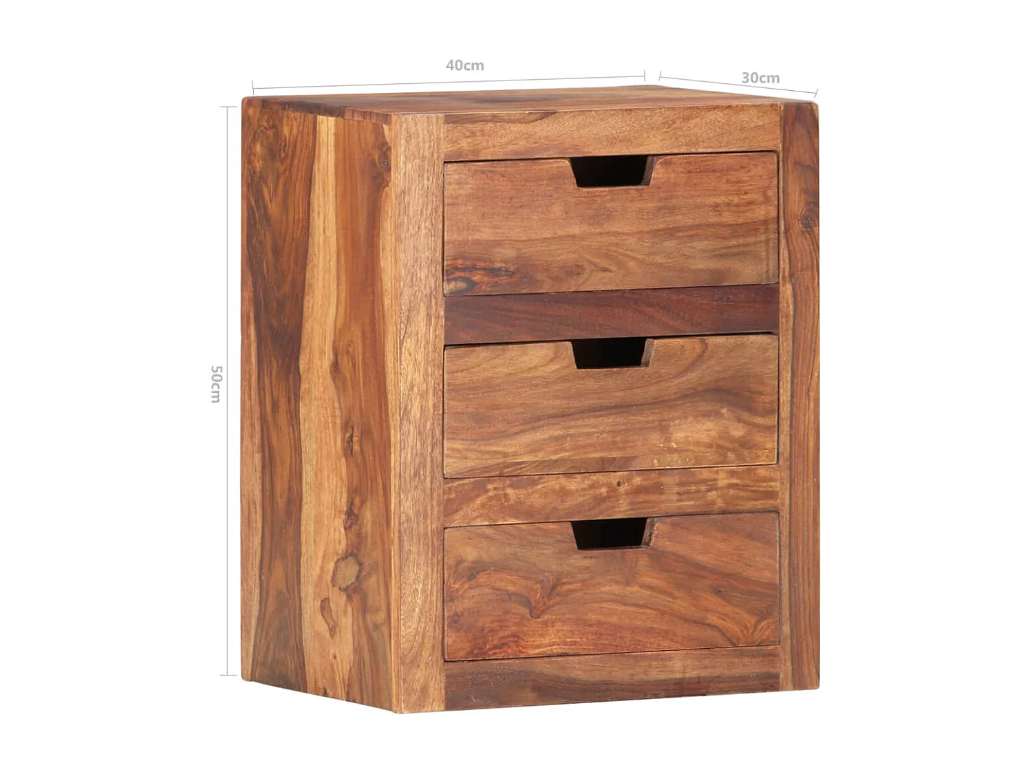 Comodino | Tavolino da notte 40x30x50 cm in Legno Massello di Acacia SHL3134