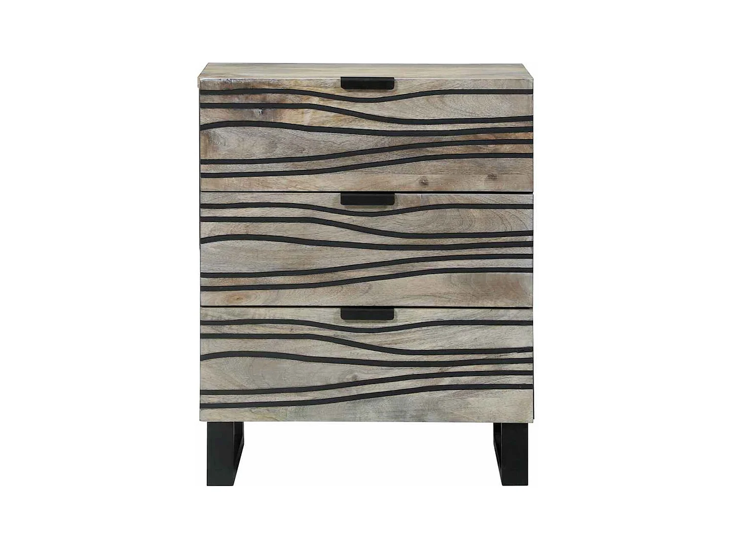 Mesita de Noche | Armario de Noche con cajón Blanco y negro 50x33x60 cm