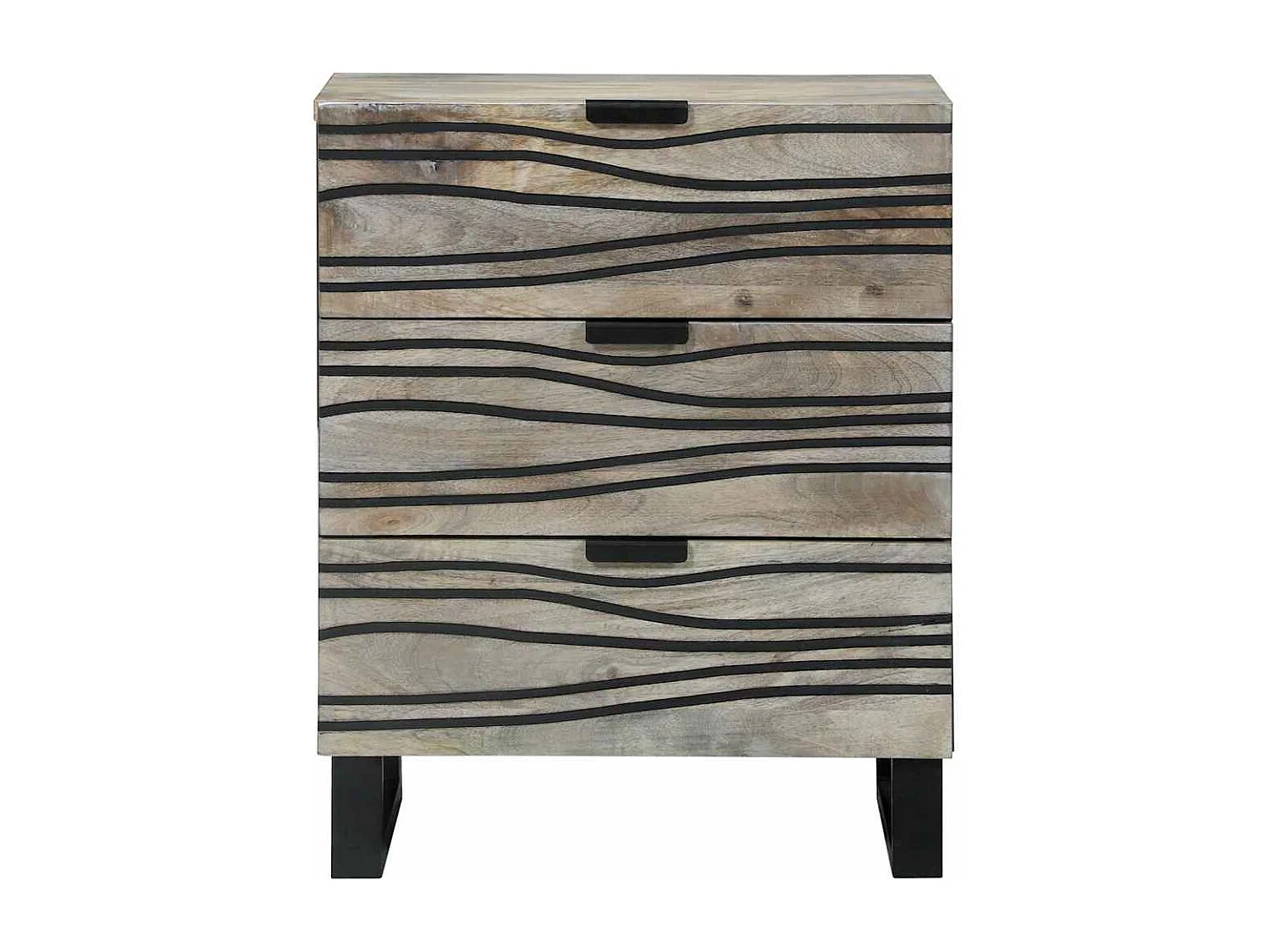 Nachttisch-Beistelltisch Weiß und Schwarz 50 x 33 x 62 cm Massivholz Akazie SHL86241