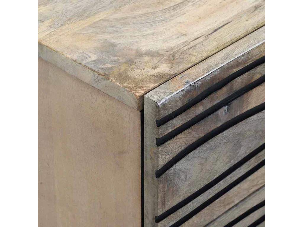 Nachttisch-Beistelltisch Weiß und Schwarz 50 x 33 x 62 cm Massivholz Akazie SHL86241