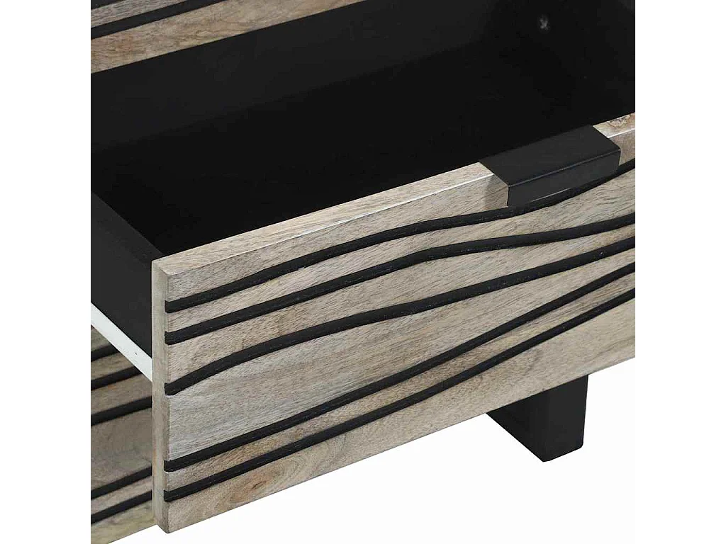 Nachttisch-Beistelltisch Weiß und Schwarz 50 x 33 x 62 cm Massivholz Akazie SHL86241