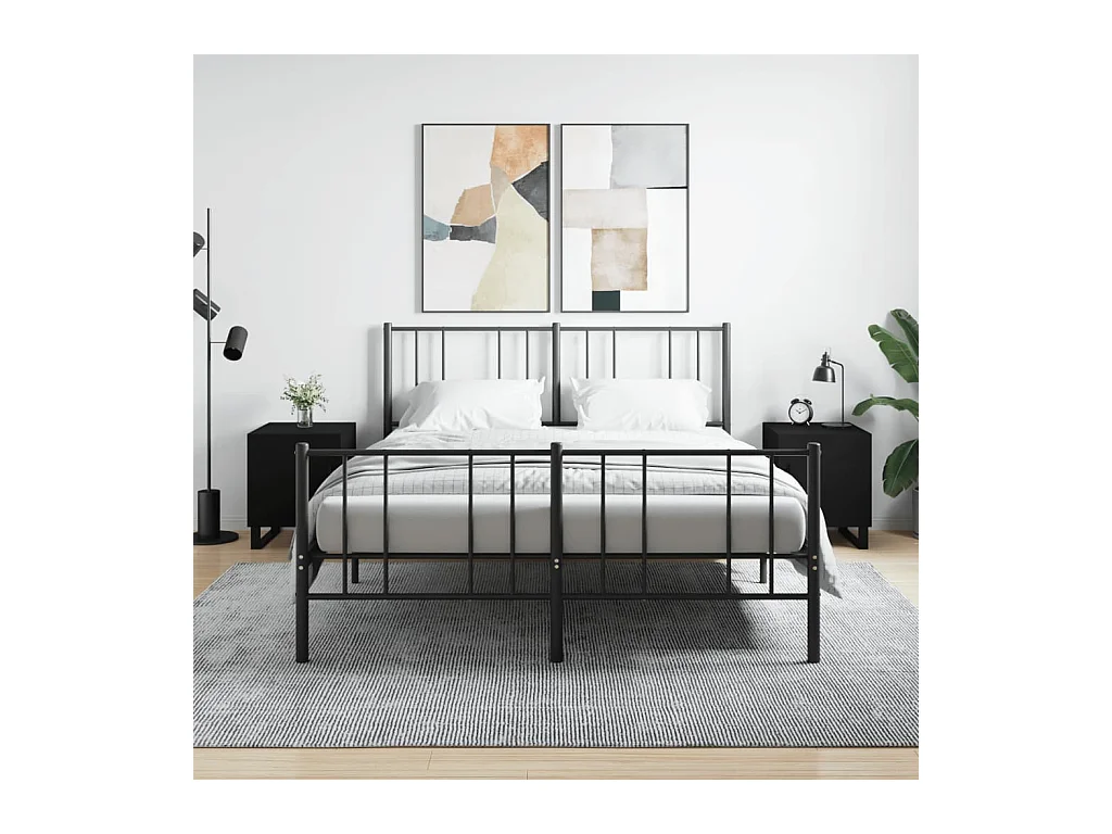 Lot de 2 Tables de chevet avec rangement noir 40x40x50 cm bois d’ingénierie