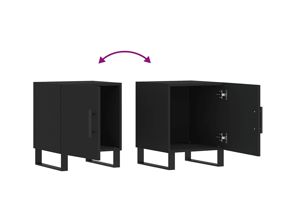 Mesitas de noche | Mesilla de noche 2 uds madera de ingeniería negro 40x40x50 cm