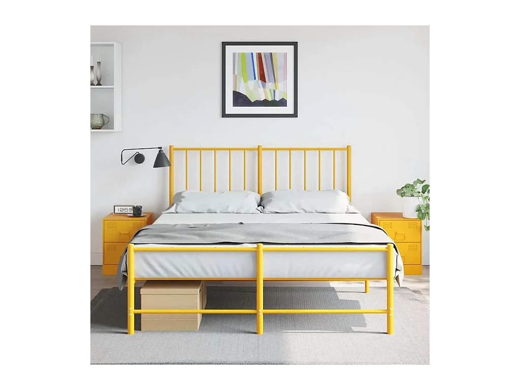 Mesitas de noche | Mesilla de noche 2 unidades acero amarillo 34,5x39x44 cm