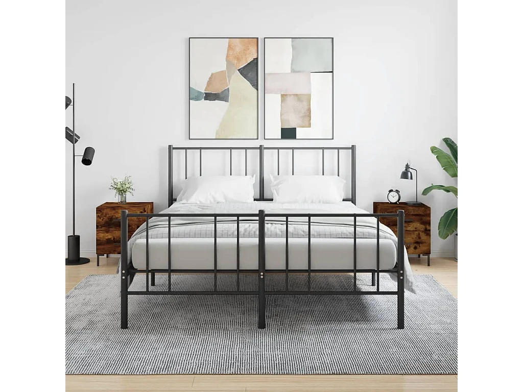 Nachttisch 2er Set-Beistelltisch-Nachttischkommode Räuchereiche 40x35x47,5 cm Holzwerkstoff SHL27986