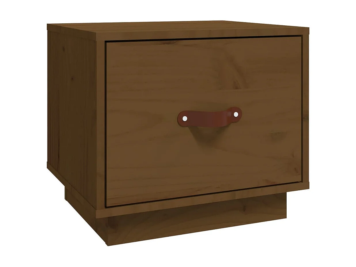 Mesita de noche | Mesilla de noche madera maciza de pino marrón miel 40x34x35 cm