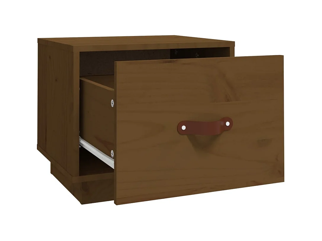 Mesita de noche | Mesilla de noche madera maciza de pino marrón miel 40x34x35 cm