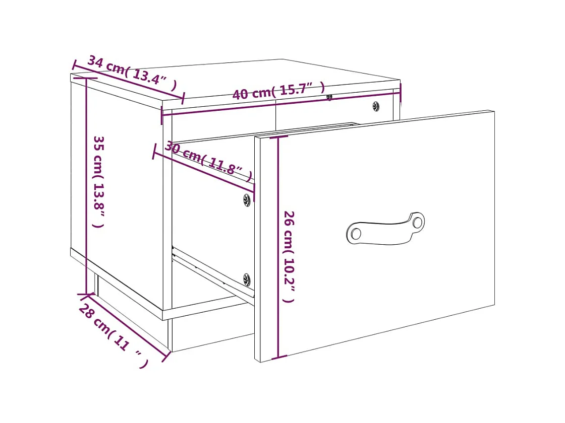 Mesita de noche | Mesilla de noche madera maciza de pino marrón miel 40x34x35 cm