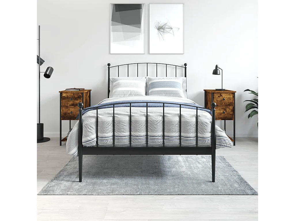 Nachttisch 2er Set-Beistelltisch-Nachttischkommode Räuchereiche 32x42x70 cm Holzwerkstoff SHL69120