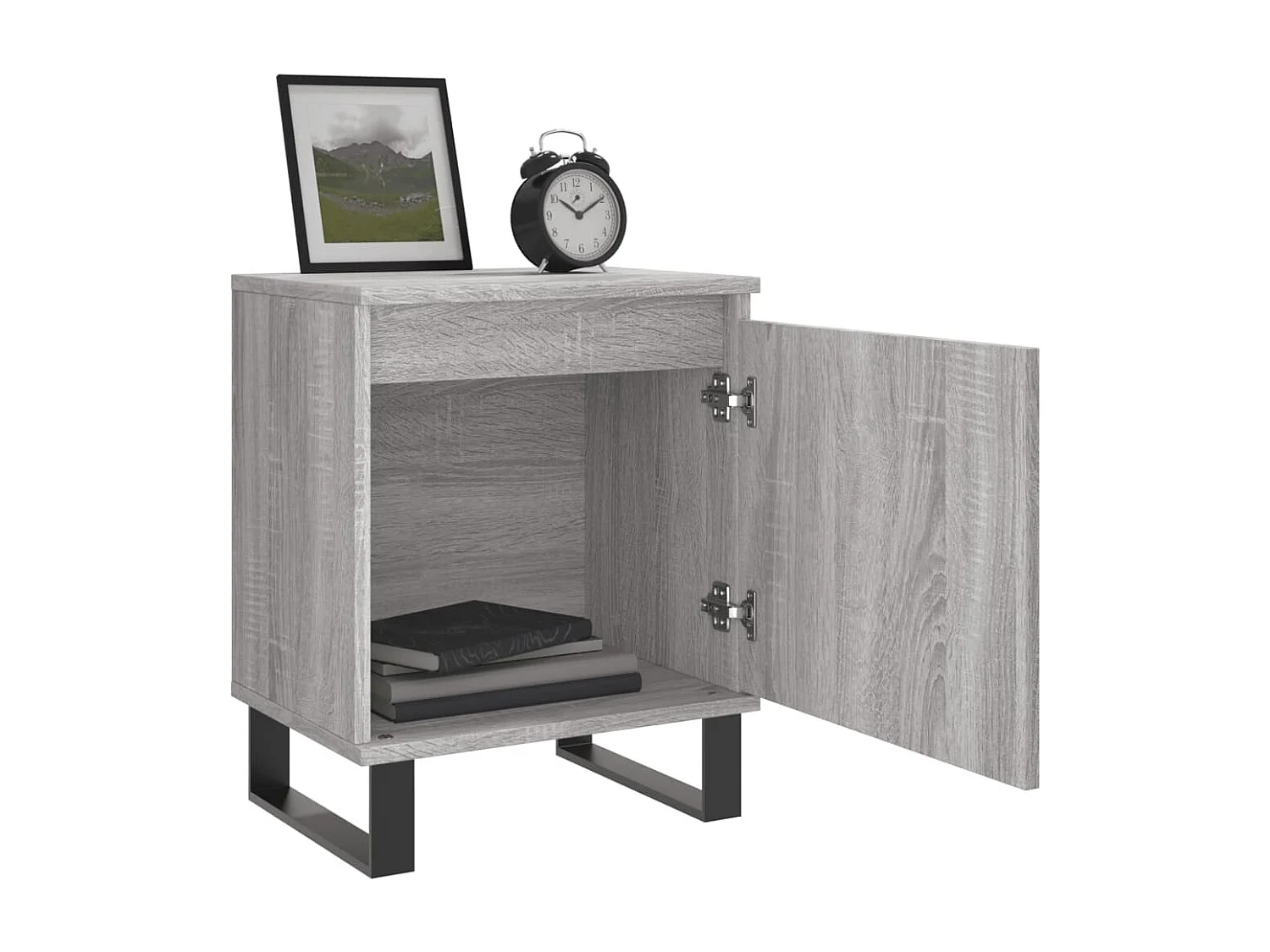 Mesita de noche | Mesilla de noche 2 uds. madera ingeniería gris Sonoma 40x30x50 cm