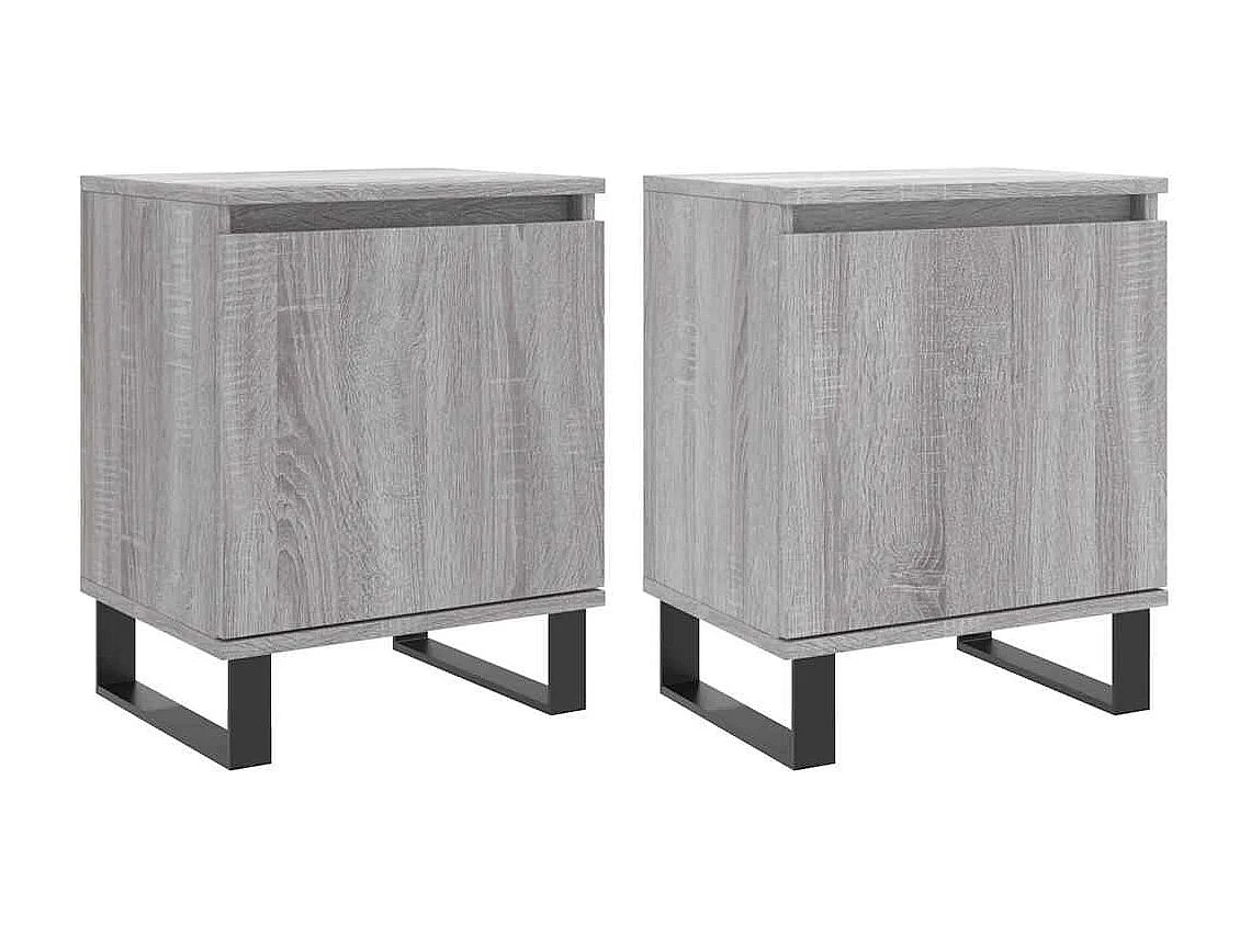 Nachttisch 2er Set-Beistelltisch-Nachttischkommode Grau Sonoma 40x30x50 cm Holzwerkstoff SHL99314