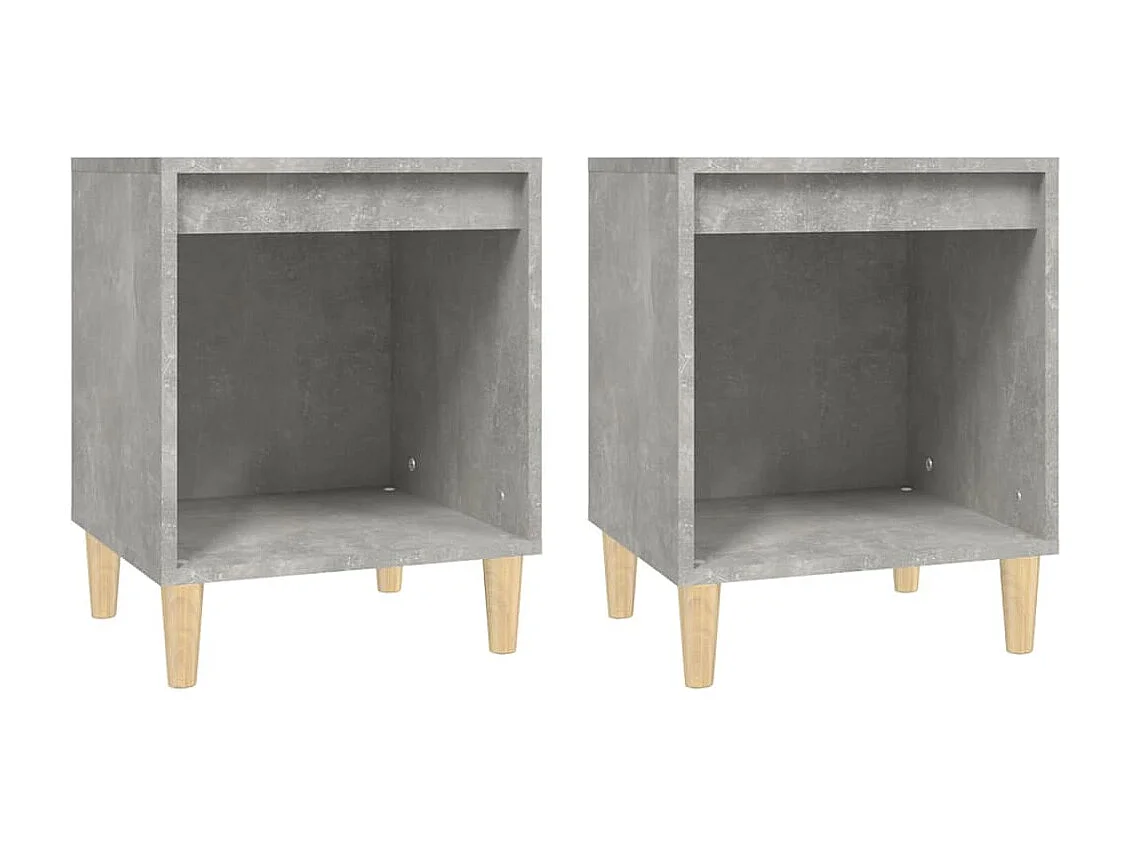 Tables de chevet lot de 2 avec compartiments ouverts Gris béton 40x35x50 cm