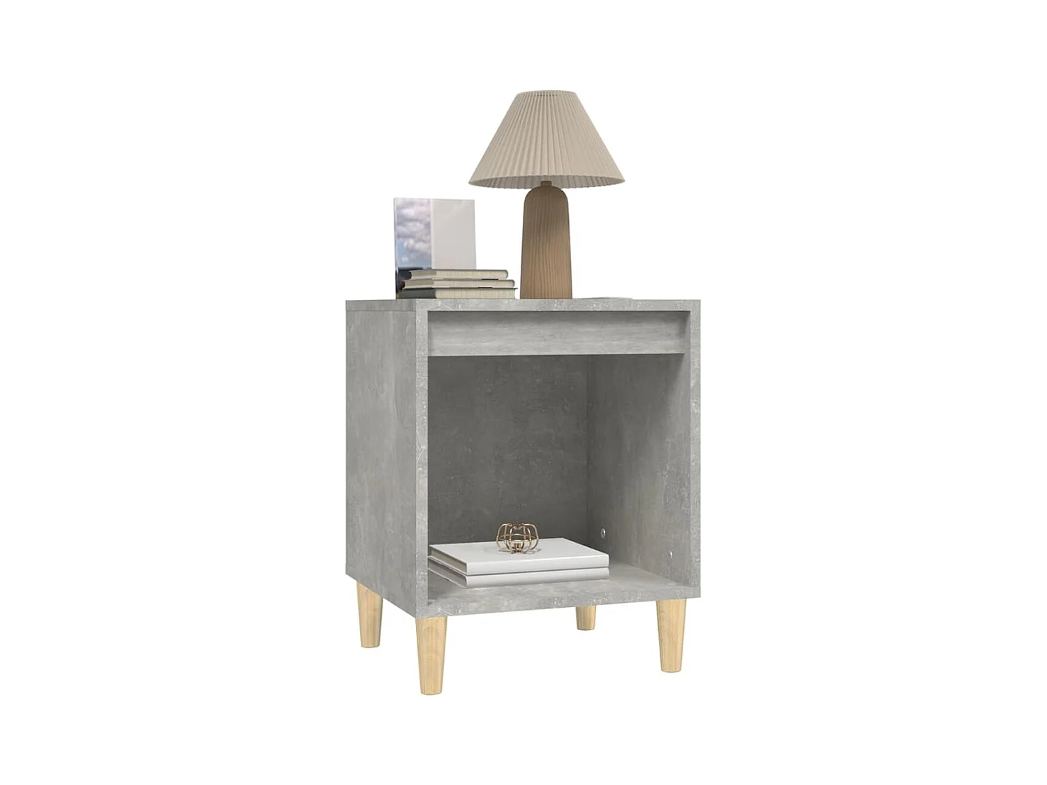 Tables de chevet lot de 2 avec compartiments ouverts Gris béton 40x35x50 cm