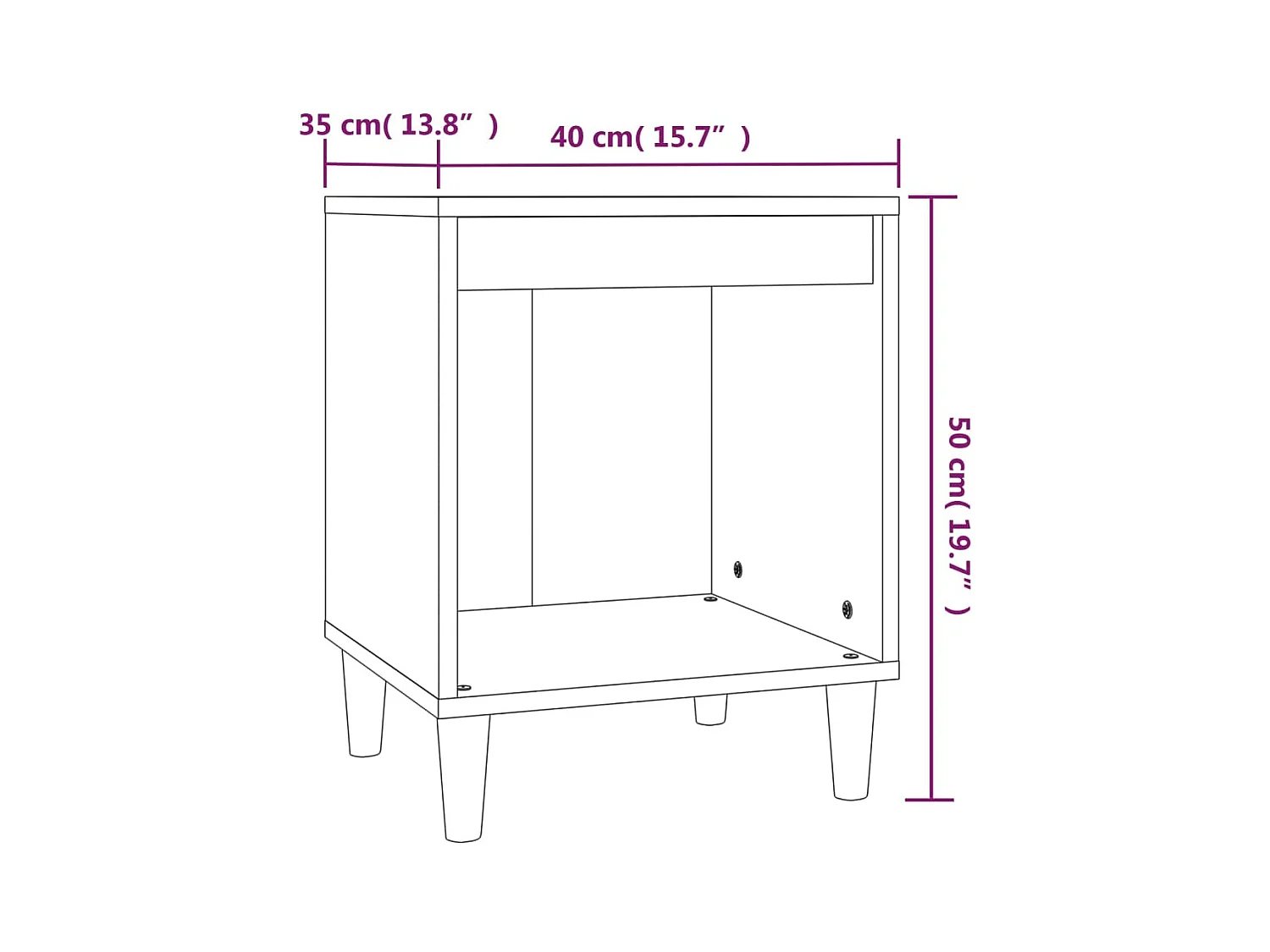 Tables de chevet lot de 2 avec compartiments ouverts Gris béton 40x35x50 cm