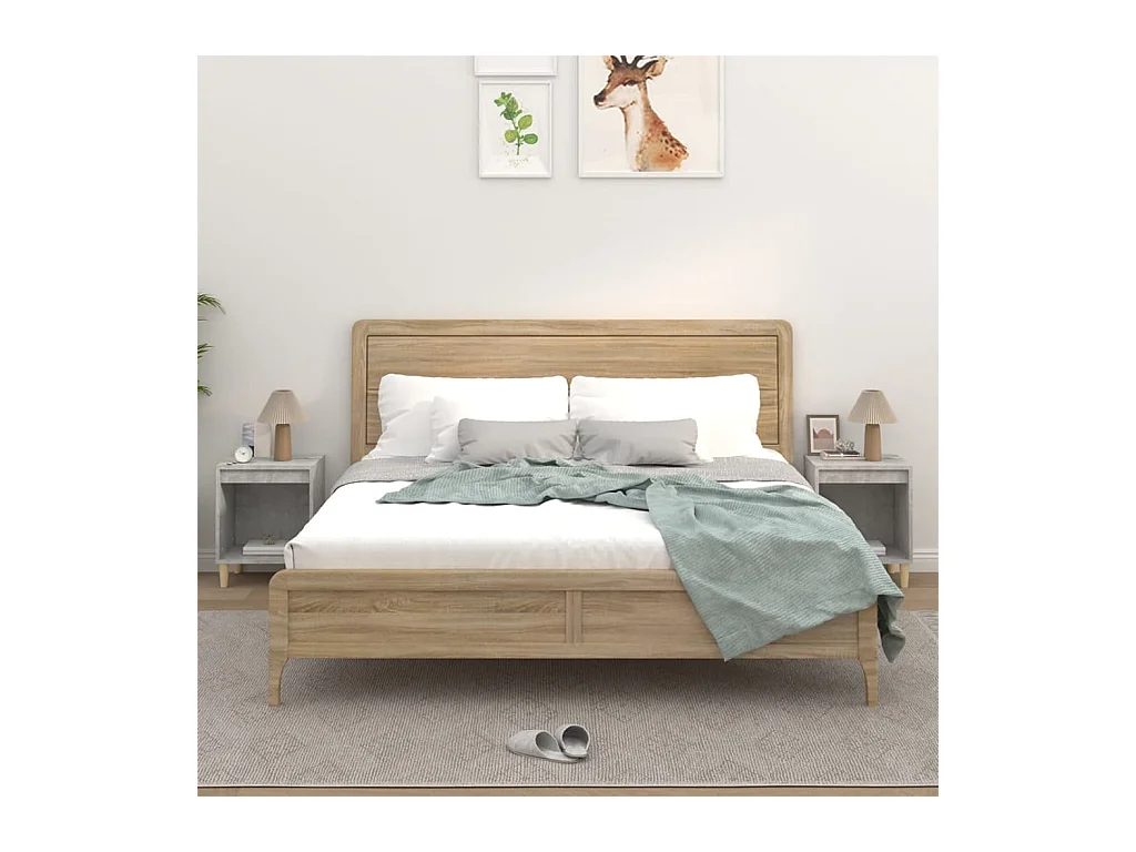 Mesitas de noche | Mesilla de noche 2 unidades gris hormigón 40x35x50 cm