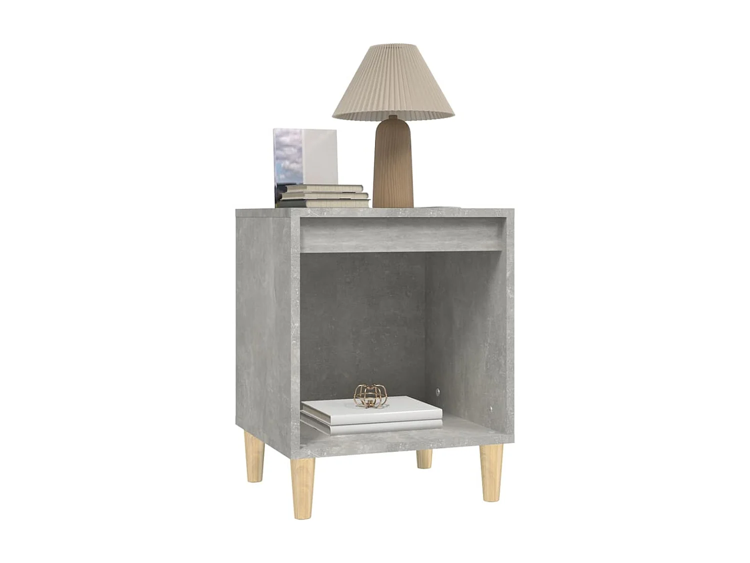 Nachttisch 2er Set-Beistelltisch-Nachttischkommode Betongrau 40x35x50 cm SHL88501