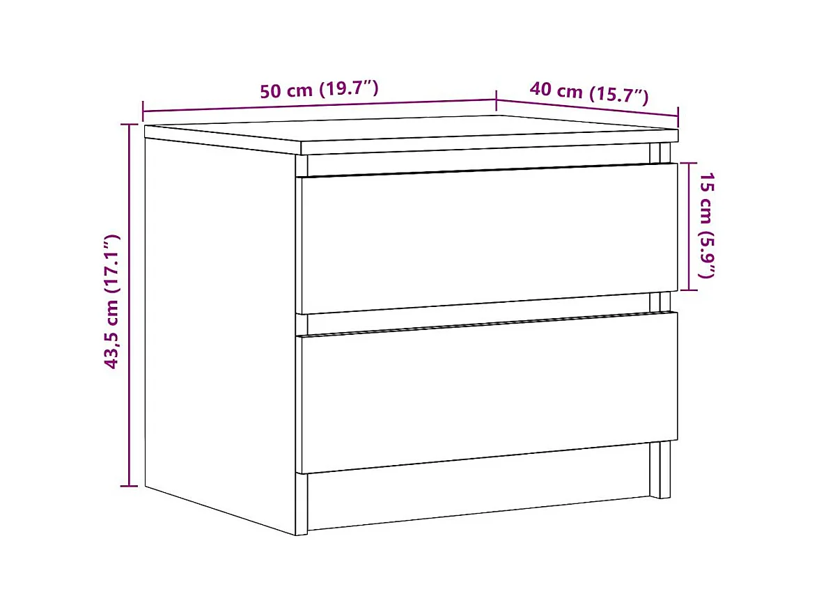 Mesita de noche | Mesilla de noche madera de ingeniería roble artisan 50x40x43.5cm