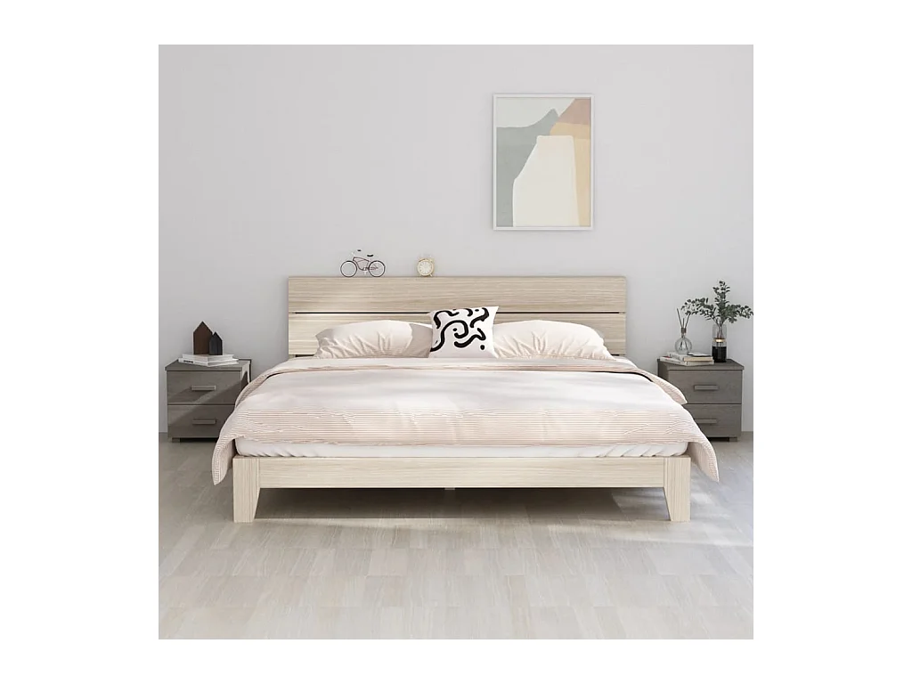 Mesitas de noche | Mesilla de noche 2 uds HAMAR pino macizo gris claro 40x35x44,5 cm