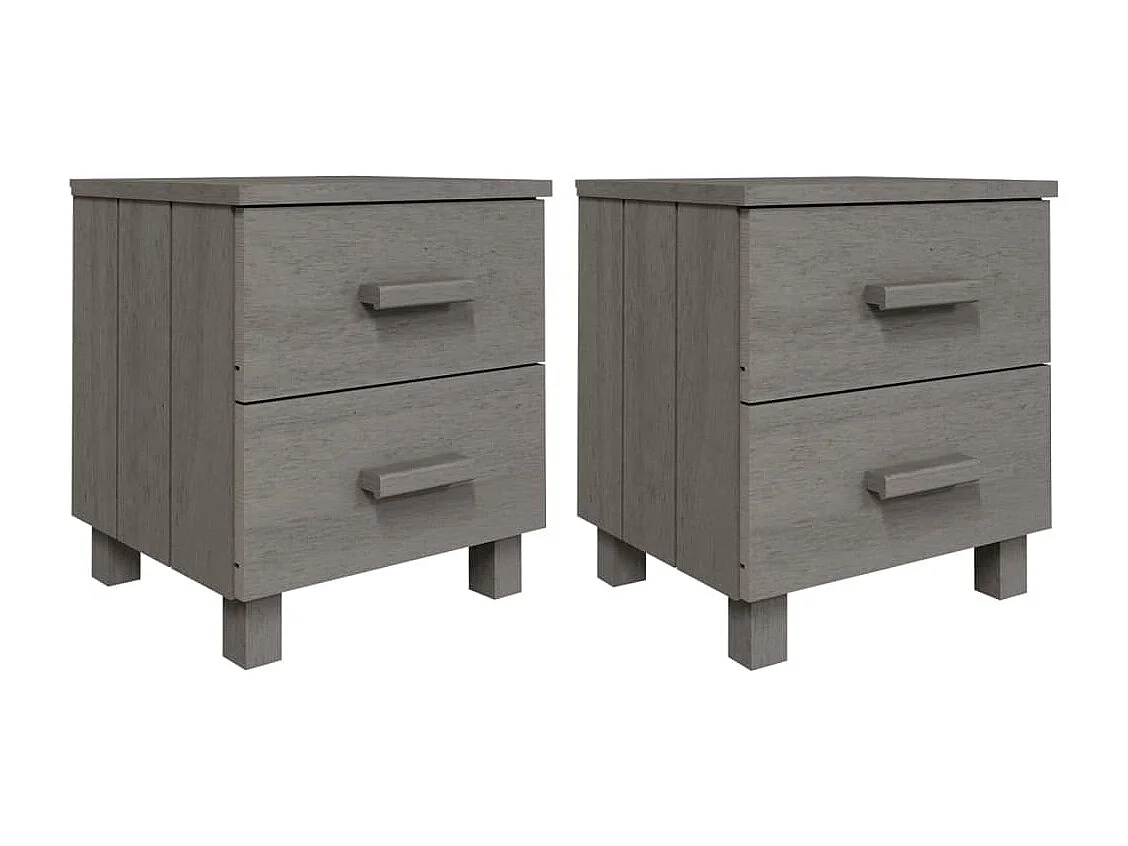 Tables de chevet HAMAR-Table de nuit 2 pcs Gris clair 40x35x44,5cm Bois massif