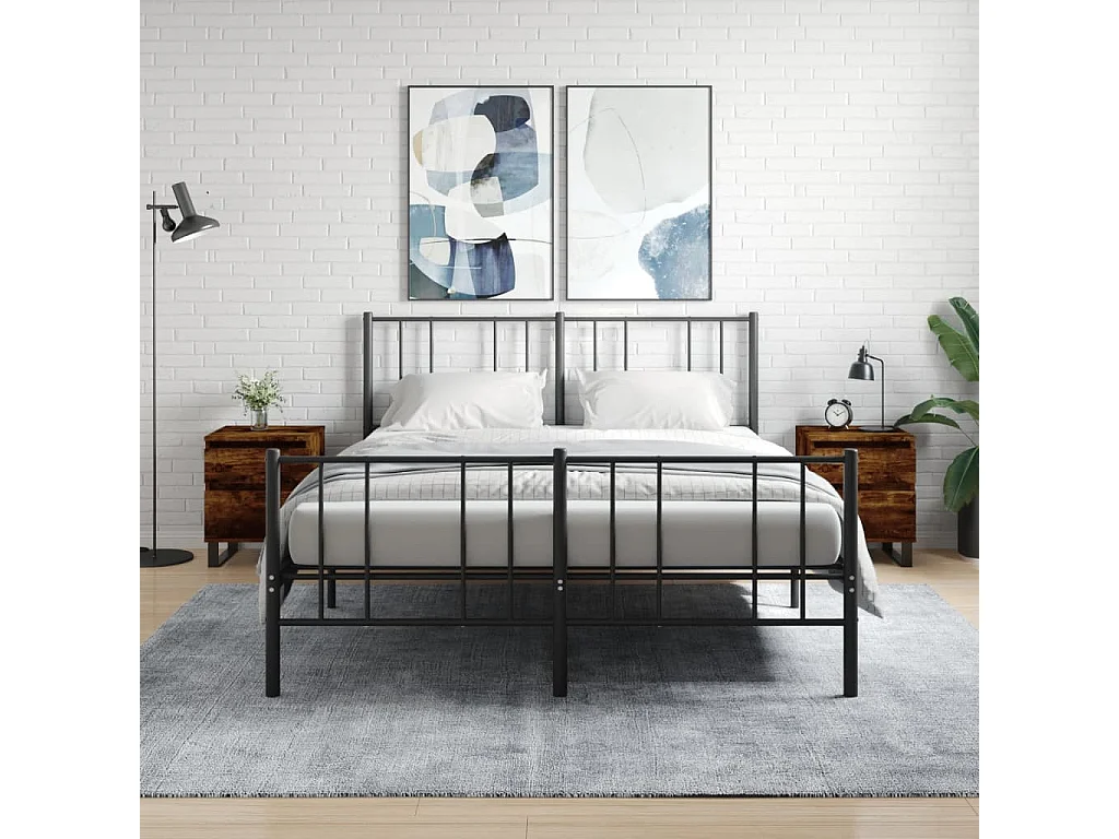 Nachttisch 2er Set-Beistelltisch-Nachttischkommode Räuchereiche 40x35x50 cm Holzwerkstoff SHL65372