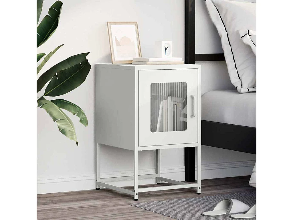Nachttisch-Beistelltisch Weiß 36x39x60,5 cm Kaltgewalzter Stahl SHL43062