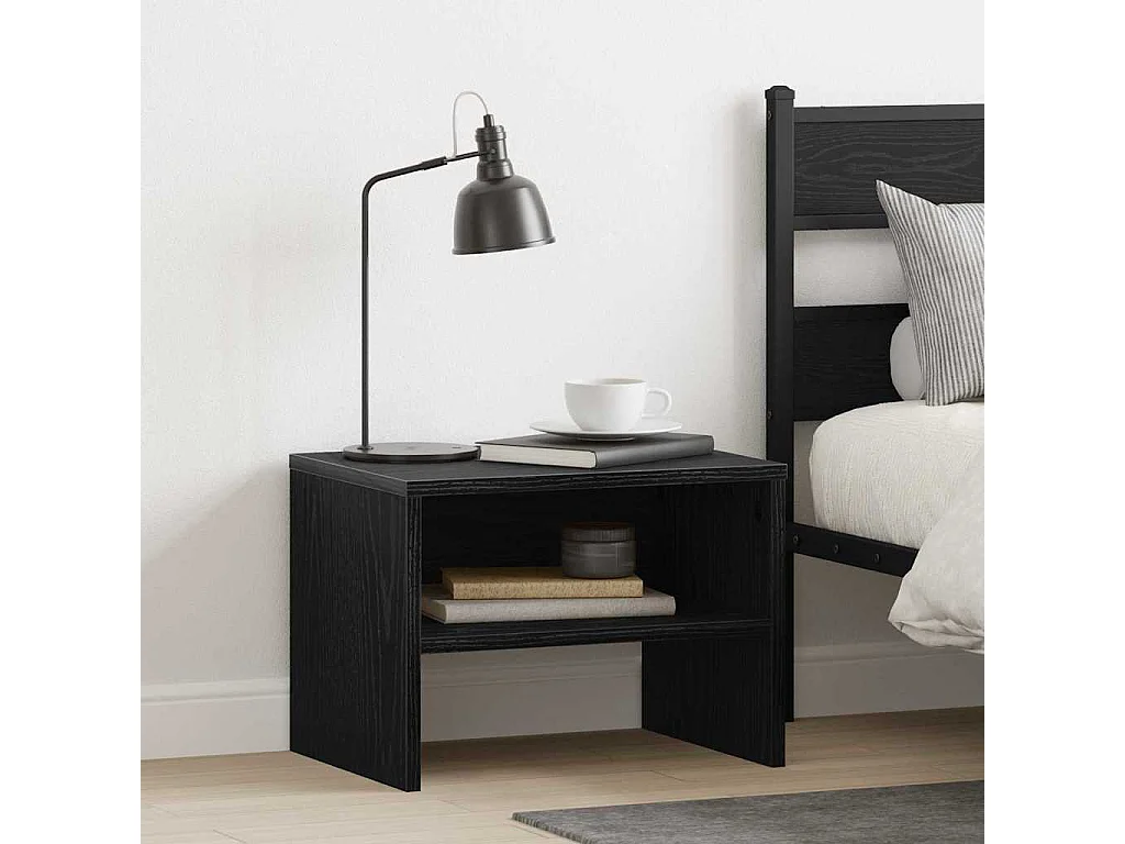 Lot de 2 Tables de chevet Chêne noir 40x40x30 cm