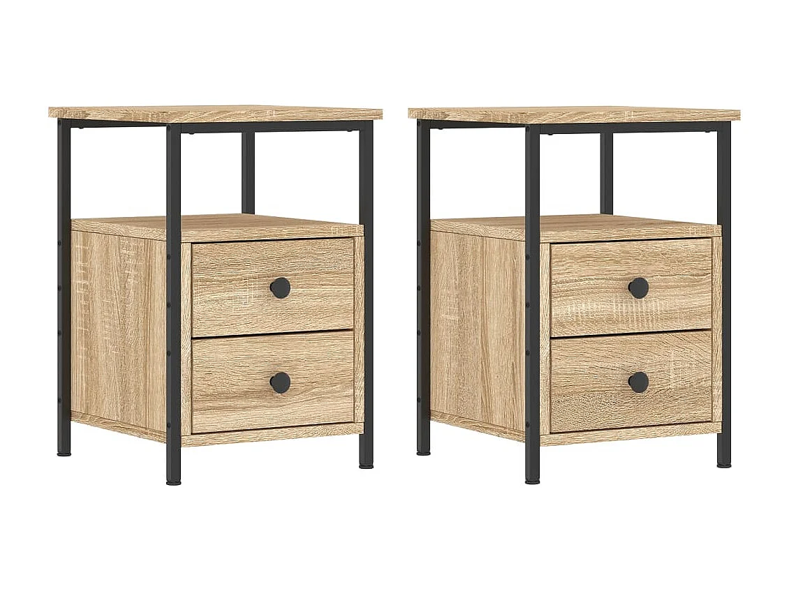Nachttisch 2er Set-Beistelltisch-Nachttischkommode Sonoma-Eiche 34x35,5x50 cm Holzwerkstoff SHL53844