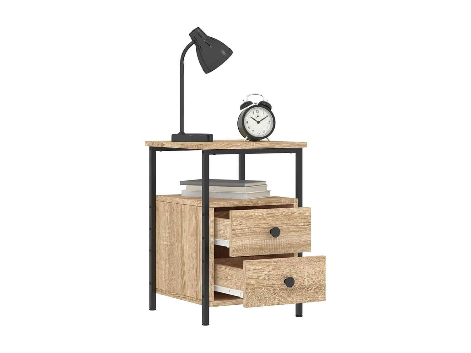 Nachttisch 2er Set-Beistelltisch-Nachttischkommode Sonoma-Eiche 34x35,5x50 cm Holzwerkstoff SHL53844