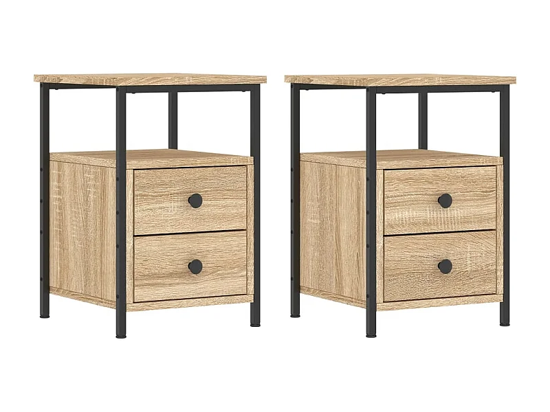Nachttisch 2er Set-Beistelltisch-Nachttischkommode Sonoma-Eiche 34x35,5x50 cm Holzwerkstoff SHL53844