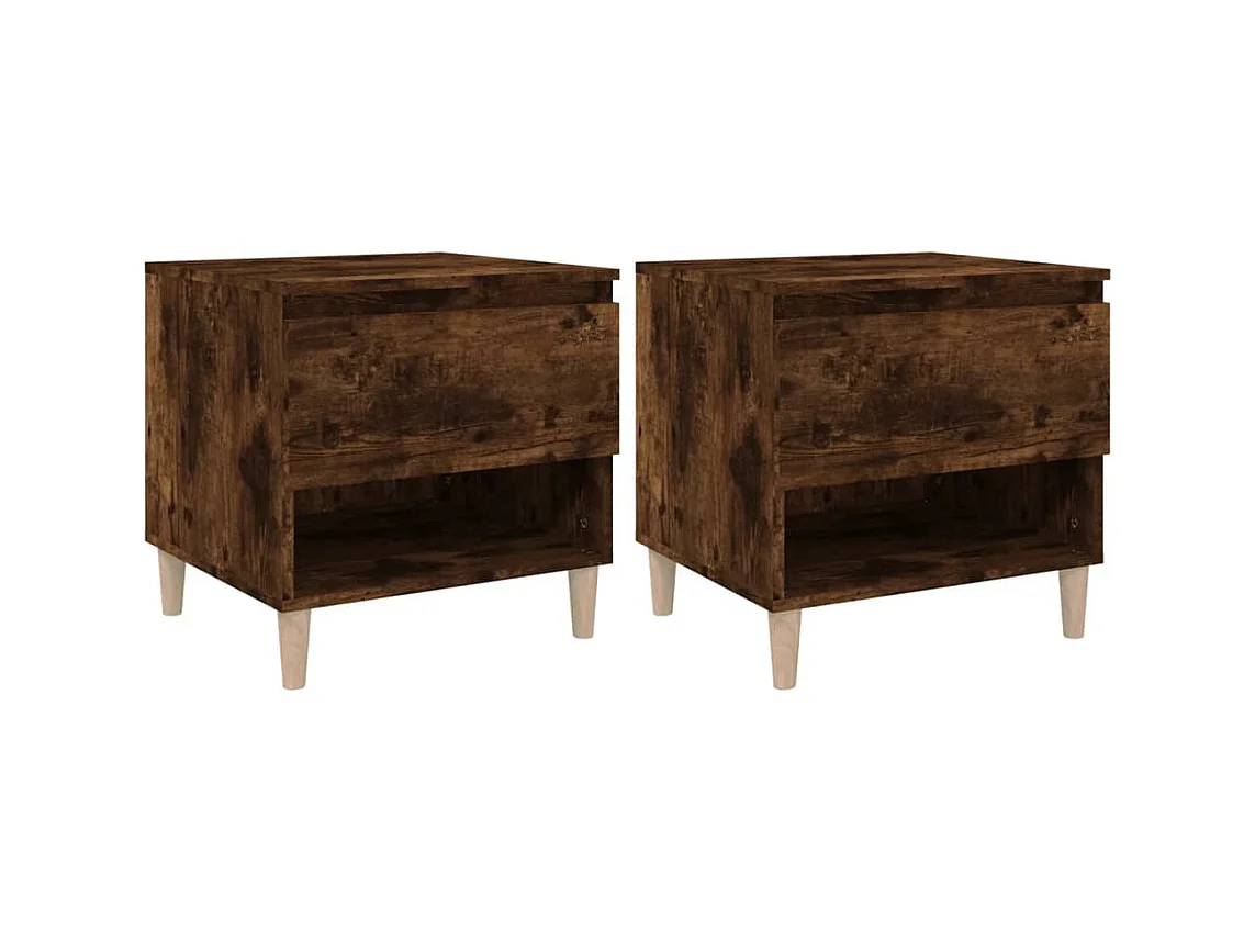 Mesa de Cabeceira Moderna 2 peças 50x46x50cm deriv. madeira carvalho fumado