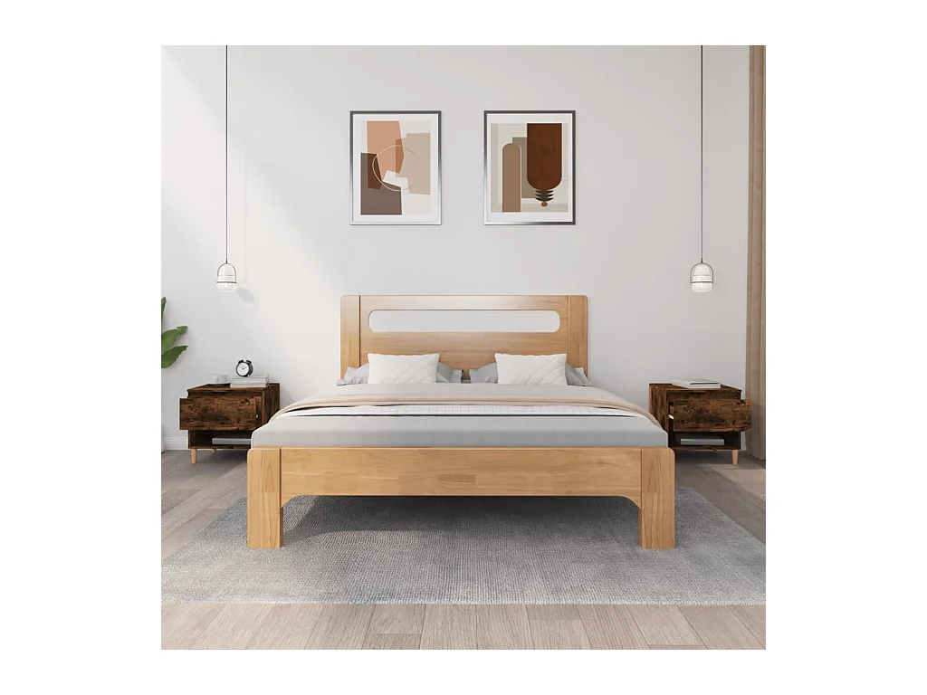 Mesa de Cabeceira Moderna 2 peças 50x46x50cm deriv. madeira carvalho fumado