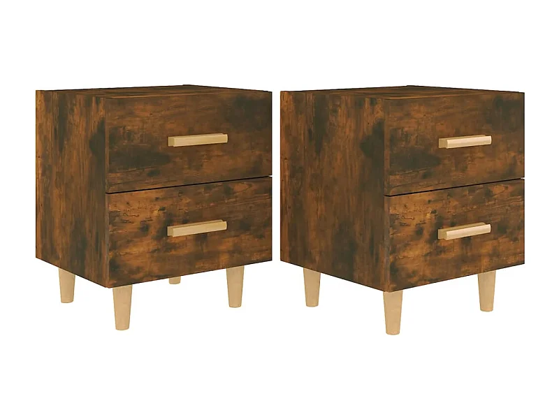 Tables de chevet lot de 2 avec Tiroirs Chêne fumé 40x35x47,5 cm