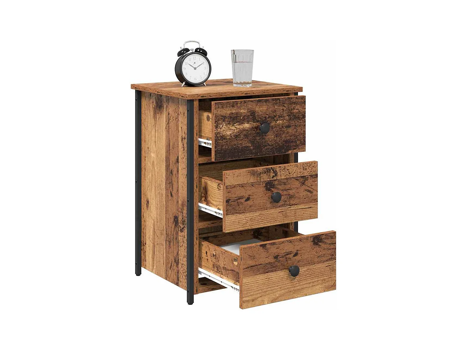 Mesita de Noche | Armario de Noche 2 uds con cajón Madera vieja