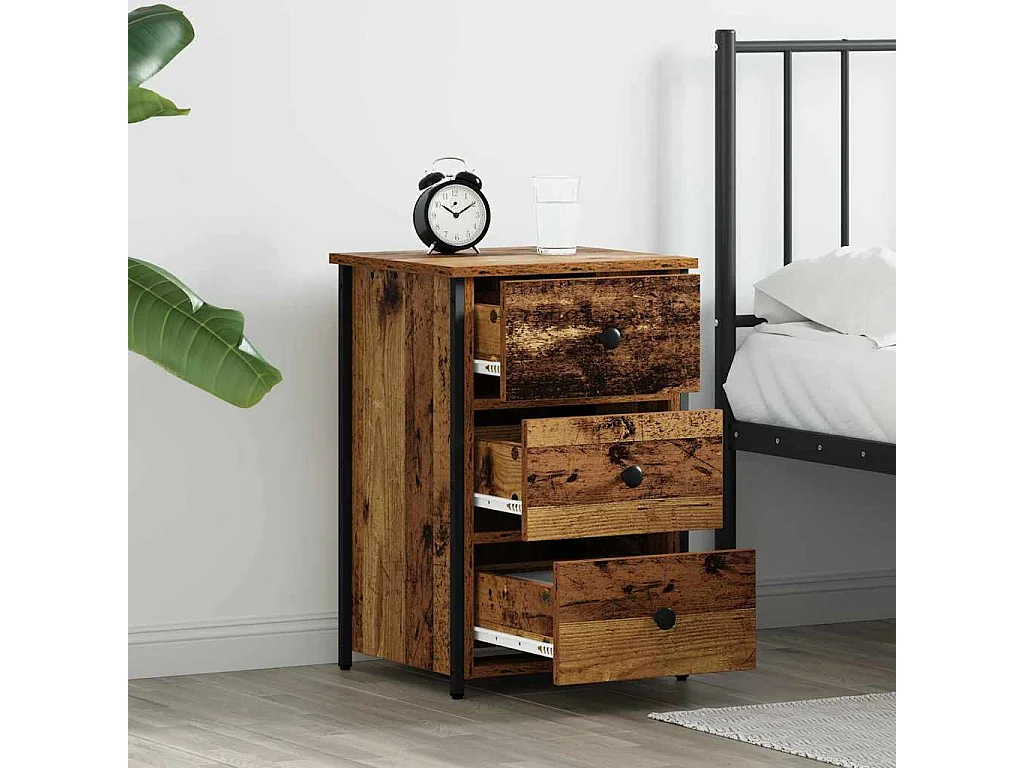 Mesita de Noche | Armario de Noche 2 uds con cajón Madera vieja