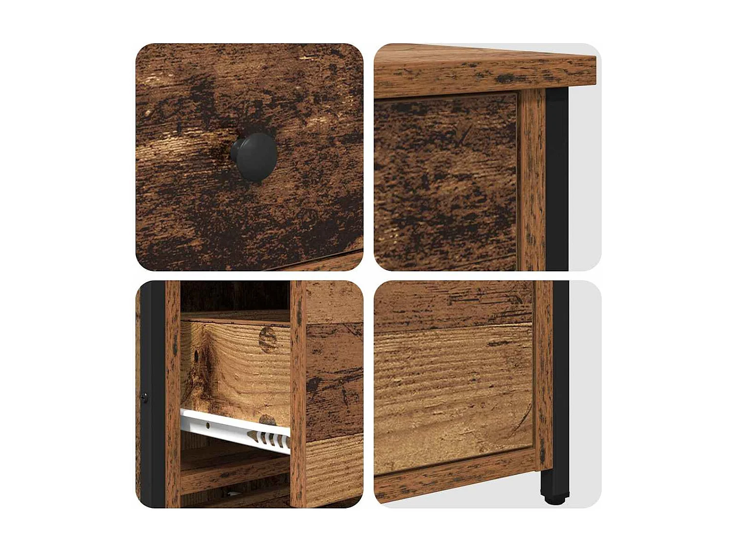 Mesita de Noche | Armario de Noche 2 uds con cajón Madera vieja