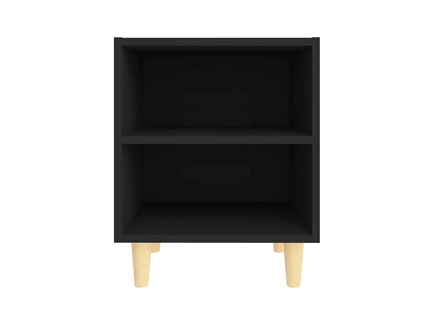 Mesita de noche | Mesilla de noche con patas de madera maciza negra 40x30x50 cm