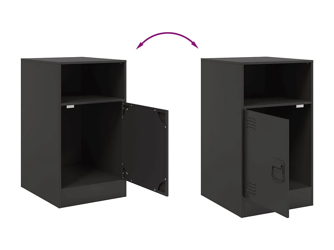 Nachttisch 2er Set-Beistelltisch-Nachttischkommode Schwarz 34,5x39x62 cm Stahl SHL22646