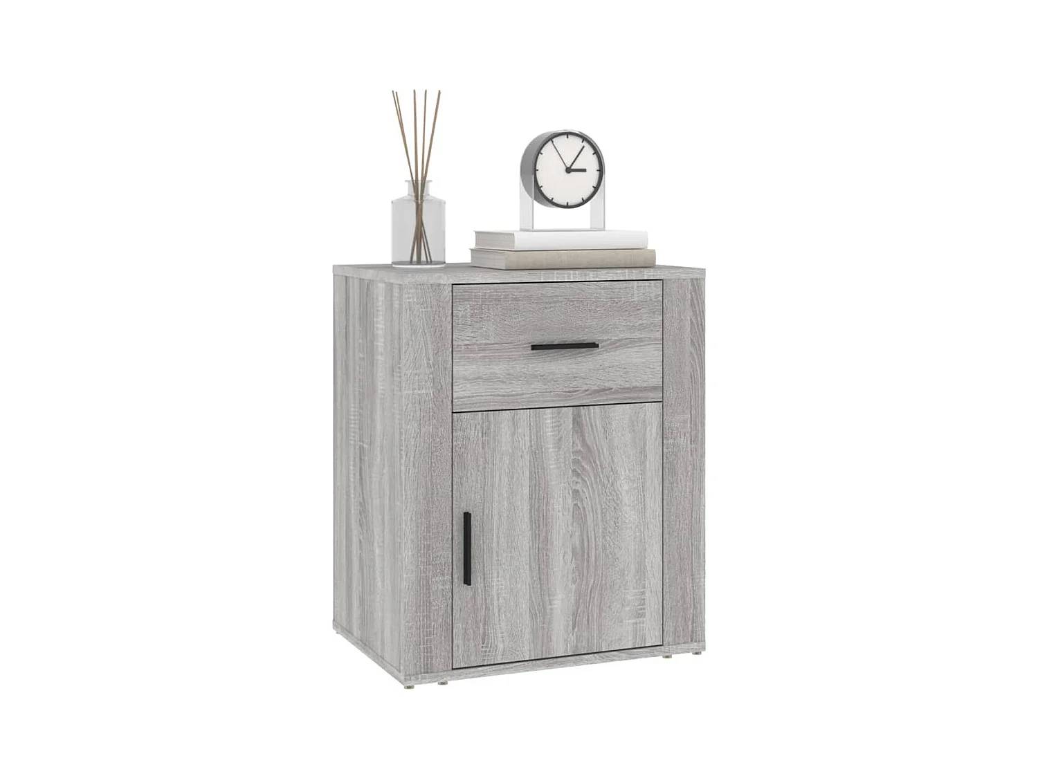 Mesita de noche | Mesilla de noche madera contrachapada gris Sonoma 50x36x60 cm