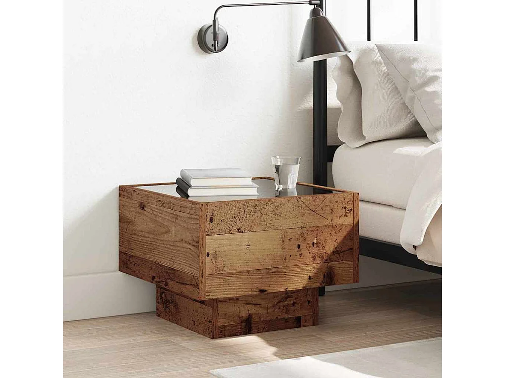 Nachttisch-Beistelltisch-Aufbewahrungsschrank Altholz 40 x 40 x 30 cm SHL50096