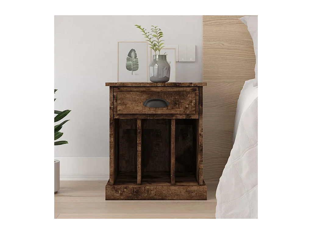 Table de chevet-Table d'appoint-Table de nuit chêne fumé 43x36x50 cm