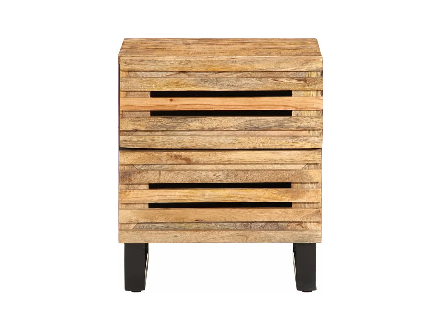 Mesita de noche | Mesilla de noche de madera maciza de mango rugosa 40x34x46 cm