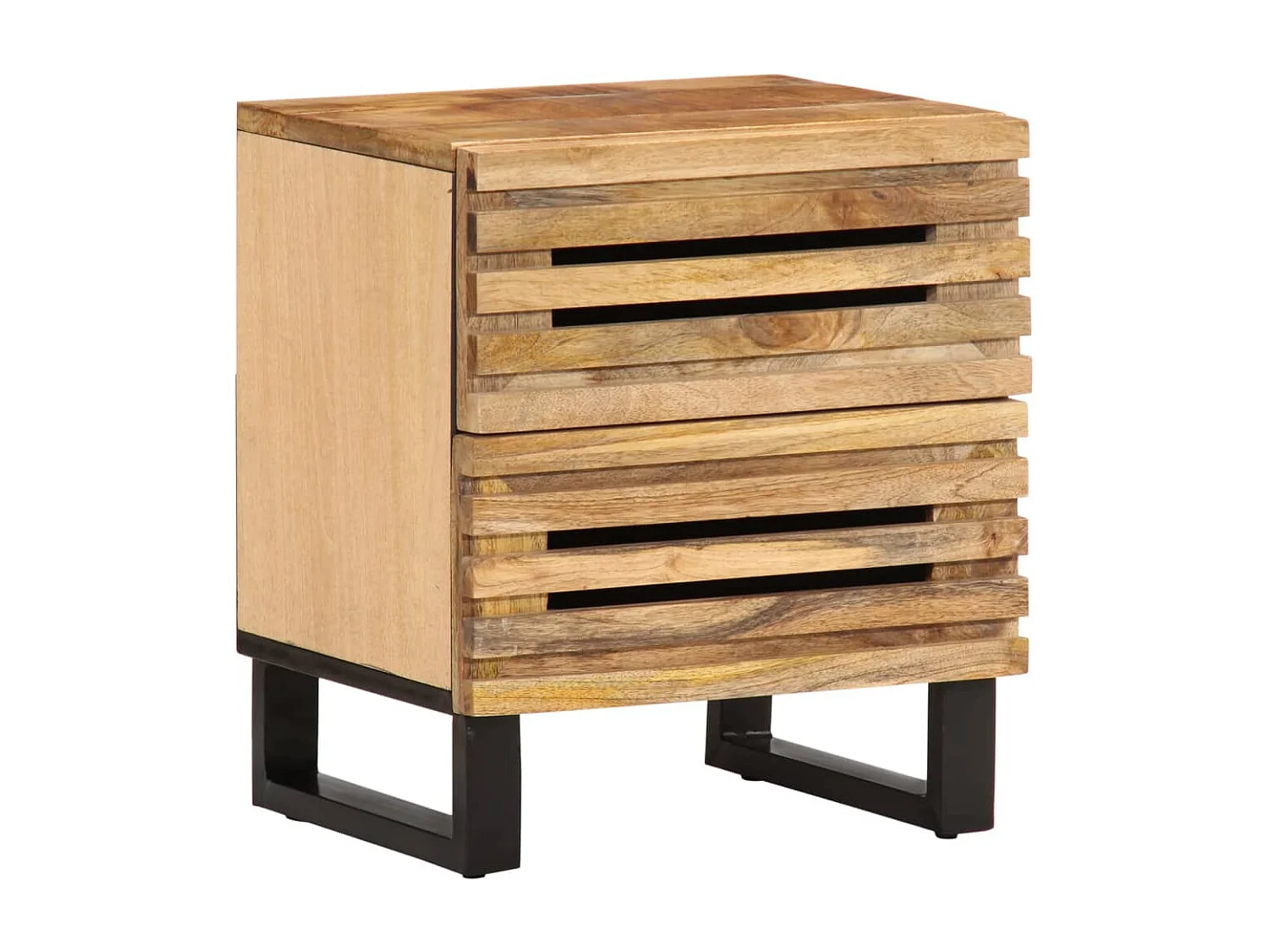 Mesita de noche | Mesilla de noche de madera maciza de mango rugosa 40x34x46 cm