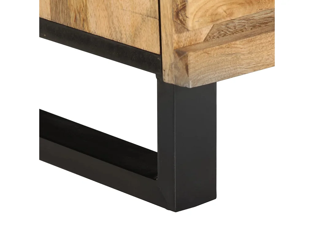 Mesita de noche | Mesilla de noche de madera maciza de mango rugosa 40x34x46 cm