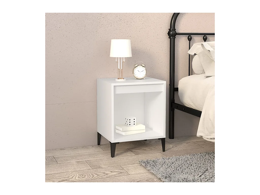 Tables de chevet lot de 2 avec compartiments ouverts Blanc 40x35x50 cm