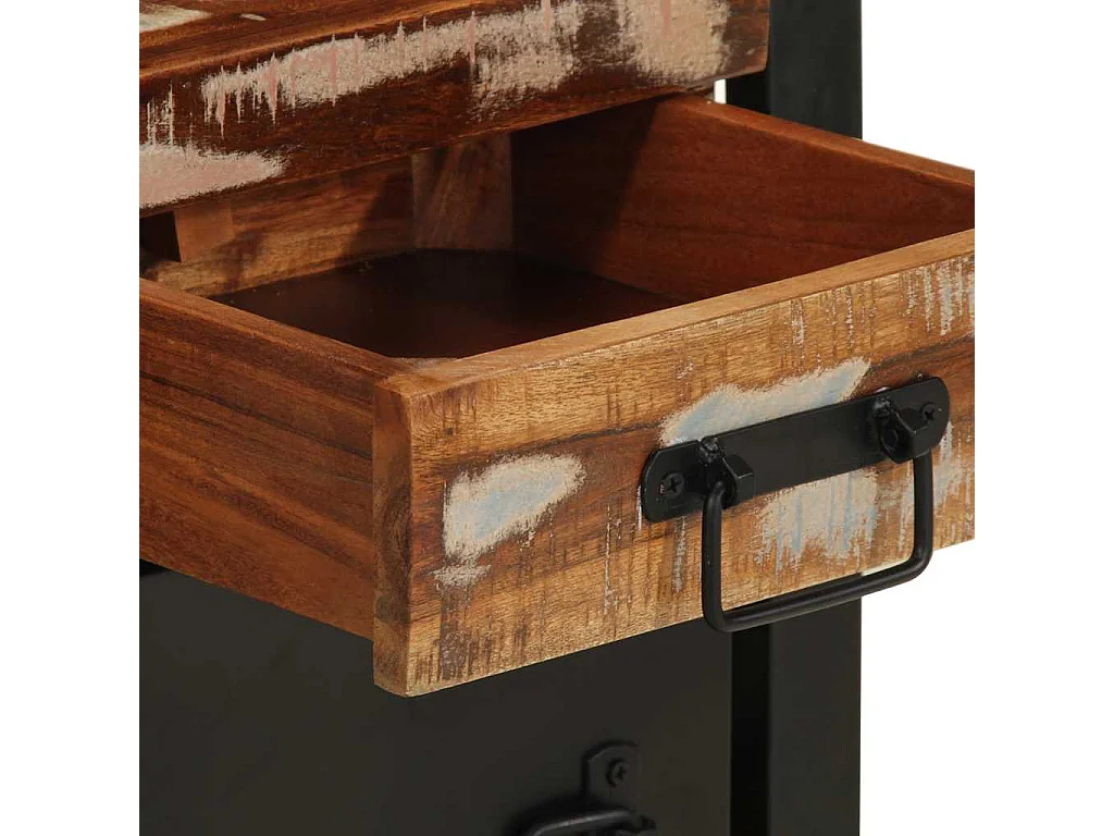 Mesilla de noche | Mesita de noche multicolor 40x30x50 cm madera maciza reciclada