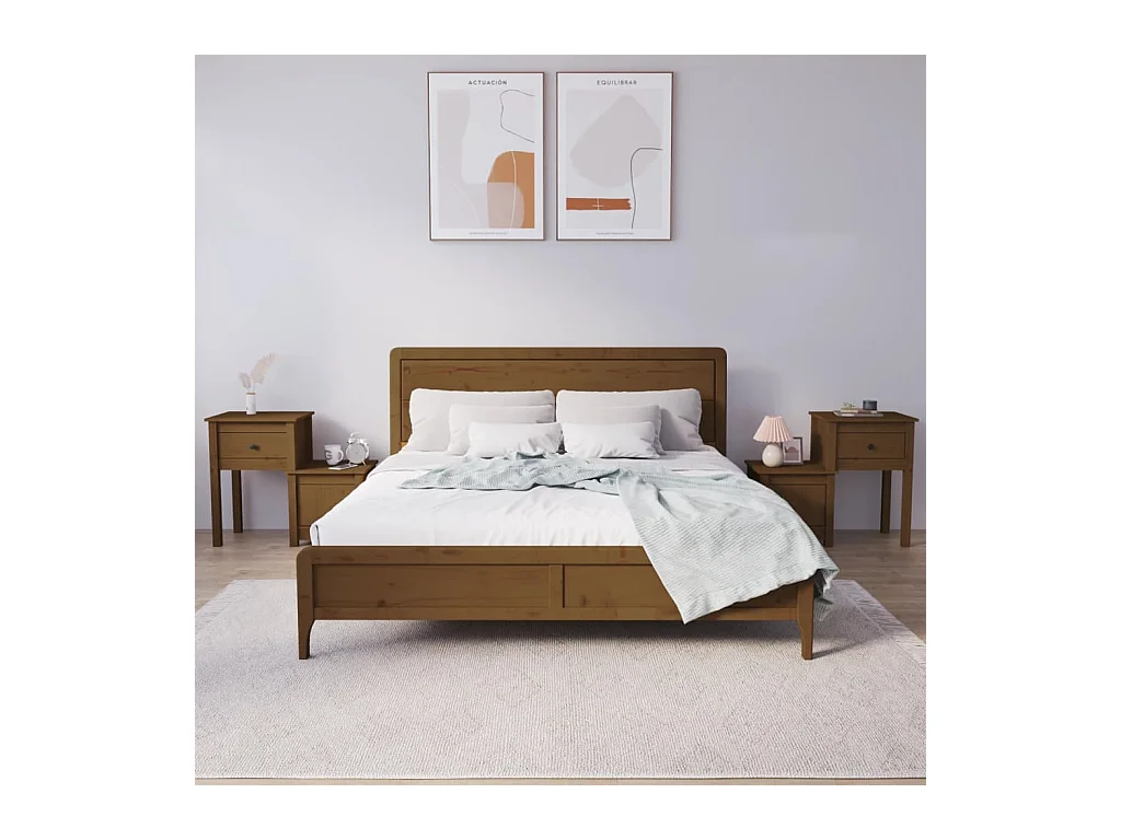 Mesitas de noche | Mesilla de noche 2 uds madera pino marrón miel 79,5x38x65,5 cm