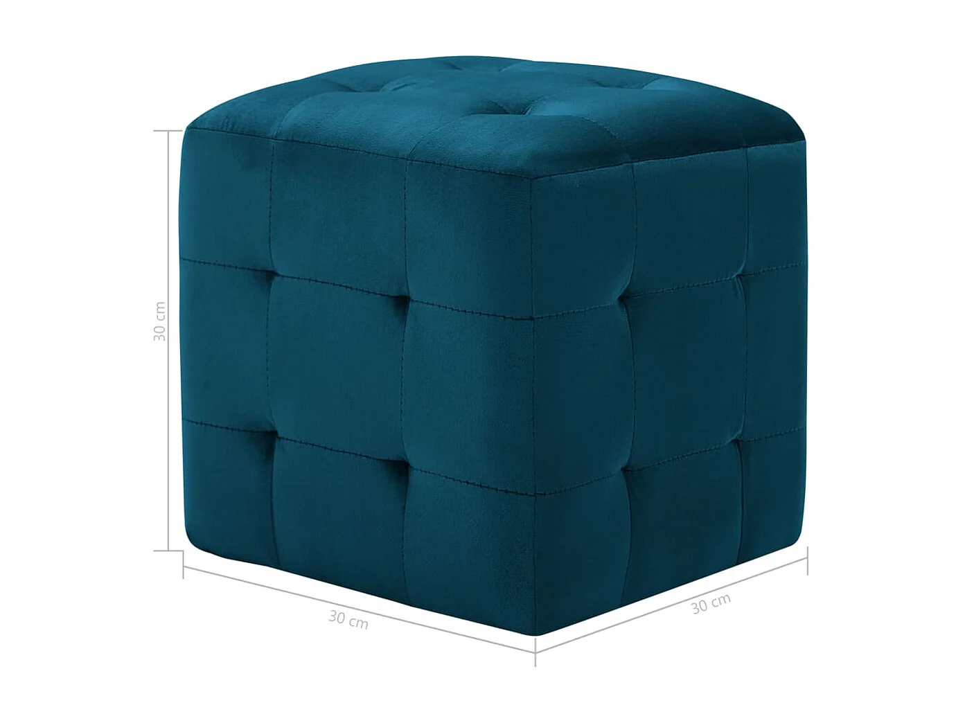 Nachttisch 2er Set-Beistelltisch-Nachttischkommode Blau 30×30×30 cm Samtstoff SHL97239