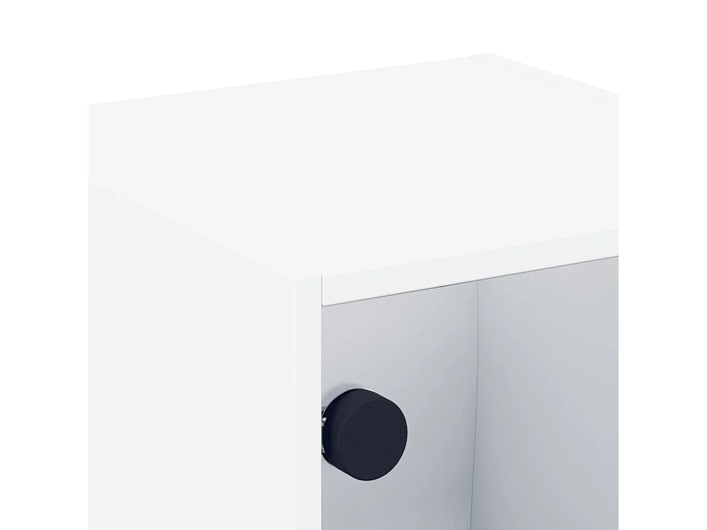 Mesita de noche | Mesilla de noche con puerta de vidrio blanco 35x37x35 cm