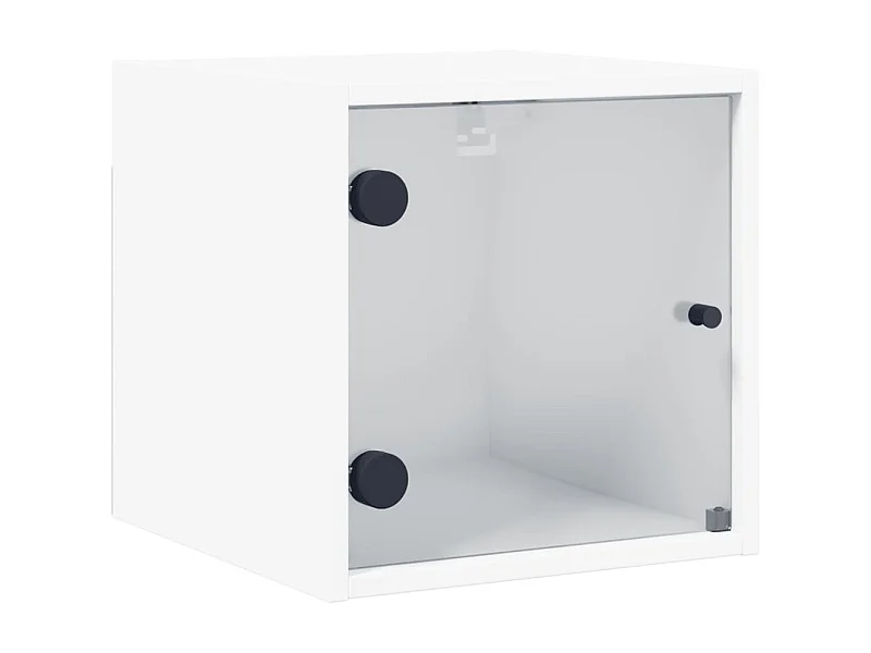 Table de chevet-Table d'appoint-Table de nuit avec porte en verre blanc 35x37x35 cm