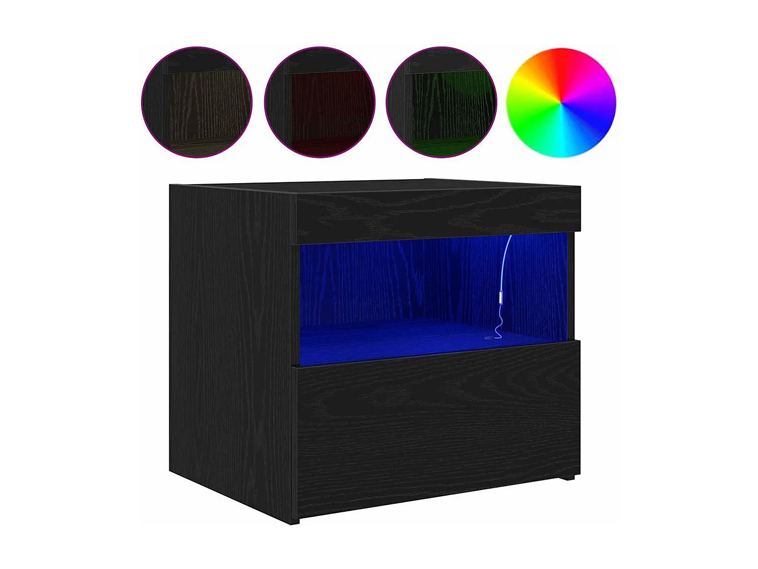 Lot de 2 Tables de chevet avec tiroir Chêne noir 50x40x45 cm